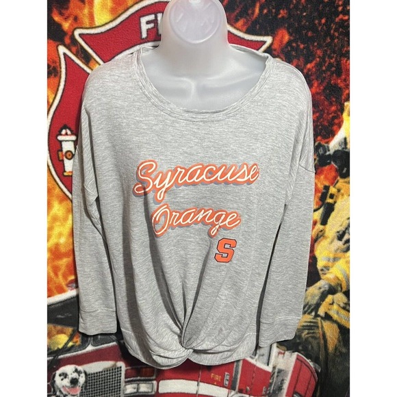 Syracuse University Womens‎ Small Long Sleeve Twisted Bottom Gray TShirt - Picture 1 of 5